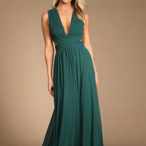 Vivid imagination emerald green cut out dress